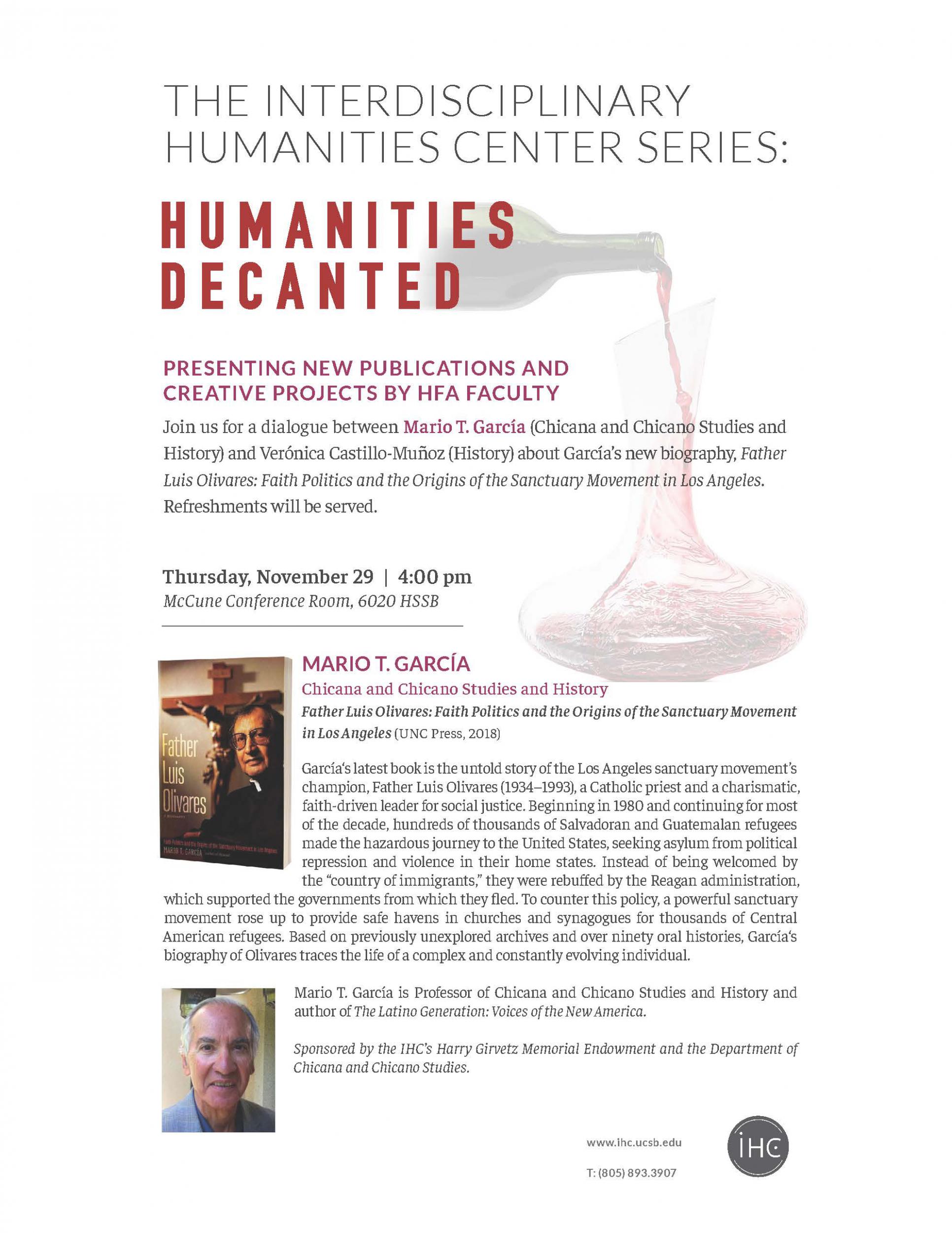 Humanities Decanted: Mario T. García , Father Luis Olivares: A Biography Event Image