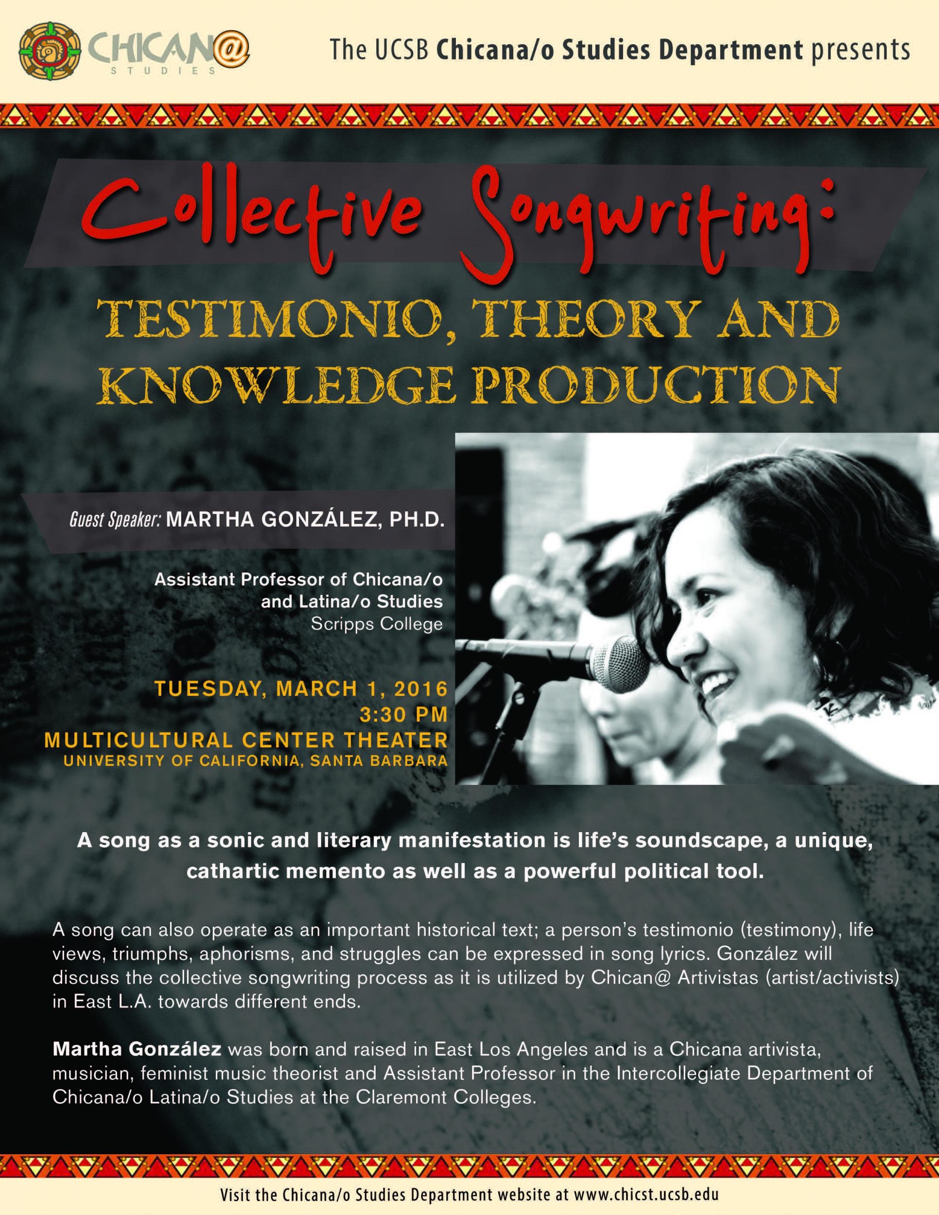 Collective Songwriting: Testimonio, Theory and Knowledge Production Event Image