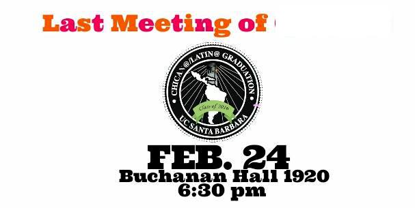 Chican@/ Latin@ Graduation (CLG): Last Meeting is Wednesday, February 24! Event Image